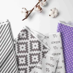 Bacati - Love Gray Lilac 10 Pc Crib Bedding Set With Long Rail Guard Cover