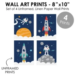 Big Dot Of Happiness Blast Off To Outer Space - Unframed Rocket Ship Nursery And Kids Room Linen Paper Wall Art - Set Of 4 - Artisms - 8 X 10 Inches -Babyletto Store GUEST cdfba3be 31b6 44c7 b141 e5b4ae63a387