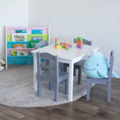 5pc Kids' Wood Table And Chair Set White/Gray - Humble Crew -Babyletto Store GUEST da4d5424 6b09 4eda 9484 897dfb986ea0
