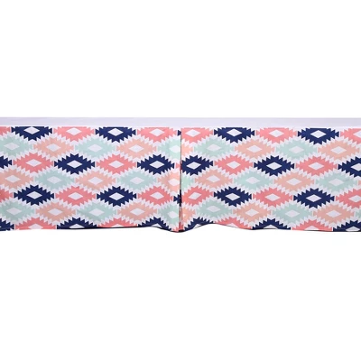 Bacati - Emma Aztec Print Kilim Coral/Mint/Navy Crib/Toddler Bed Skirt.. 2 Bacati - Emma Aztec Print Kilim Coral/Mint/Navy Crib/Toddler Bed Skirt.. - Image 2