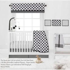 Bacati - Dots Stripes Black/White 10 Pc Crib Bedding Set With 2 Crib Fitted Sheets -Babyletto Store GUEST dc0ec58f 0c0b 4a2b 8a1f eac553c4400c