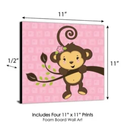 Big Dot Of Happiness Pink Monkey Girl - Kids Room, Nursery Decor And Home Decor - 11 X 11 Inches Nursery Wall Art - Set Of 4 Prints For Baby's Room -Babyletto Store GUEST e02fc79c 0603 4bc1 877e 0b77672376cc