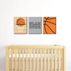 Big Dot Of Happiness Nothin' But Net - Basketball - Sports Themed Nursery Wall Art, Kids Room Decor & Game Room Decor - 7.5 X 10 Inches - 3 Prints