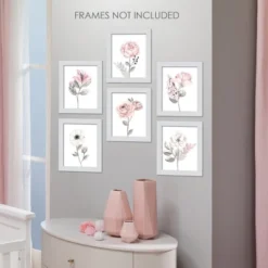 Lambs & Ivy Watercolor Floral Unframed Nursery Child Wall Art 6pc - Pink/Gray -Babyletto Store GUEST e302aa7a 9c56 4ea8 a665 faeb1cef1396