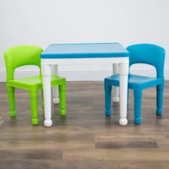 3pc Kids' 2 In 1 Square Activity Table With Chairs And 100pc Building Blocks White/Green/Blue - Humble Crew -Babyletto Store GUEST e3395879 05ec 4dbc ab1e 7e715efe52d9