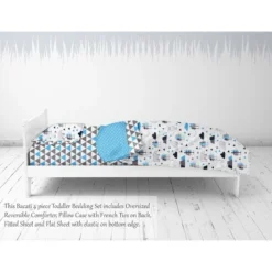 Bacati - Woodlands Aqua/Navy/Gray 4 Pc Toddler Bedding Set -Babyletto Store GUEST e7bc5466 2dd8 40aa 8ab7 3234a1f439d9