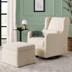 Carter's By DaVinci Adrian Swivel Glider With Storage Ottoman