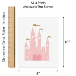 Big Dot Of Happiness Little Princess Crown - Unframed Pink & Gold Castle Nursery And Kids Room Linen Paper Wall Art - Set Of 4 Artisms - 8 X 10 Inches -Babyletto Store GUEST ed81874f c4e8 4d66 a617 c2f6c22a0f64