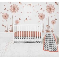 Bacati - Ikat Dots Stripes Coral Grey Muslin Girls 10 Pc Crib Set With Wall Hangings & Mobile -Babyletto Store GUEST f060e8c2 6fab 41e4 b655 9a55438631e3