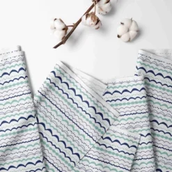 Bacati - Garland Mint Navy 100 Percent Cotton Universal Baby US Standard Crib Or Toddler Bed Fitted Sheet