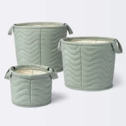 Quilted Fabric Medium Round Storage Basket - Green - Cloud Island™ -Babyletto Store GUEST fe54c62f 90f2 4ff1 bc3f d731445825aa